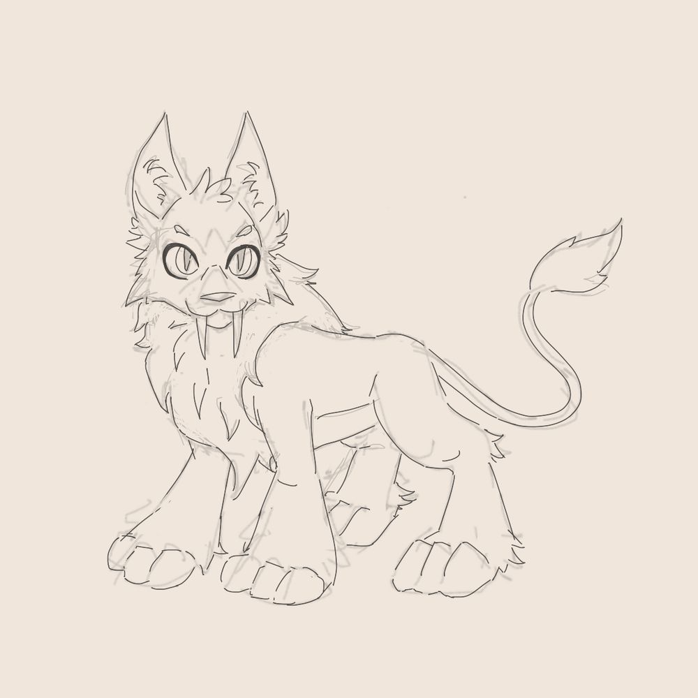 a line art sketch of a neopets varwolf