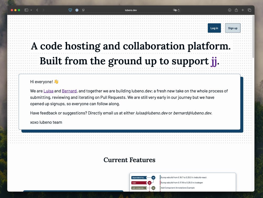 A screenshot of https://lubeno.dev