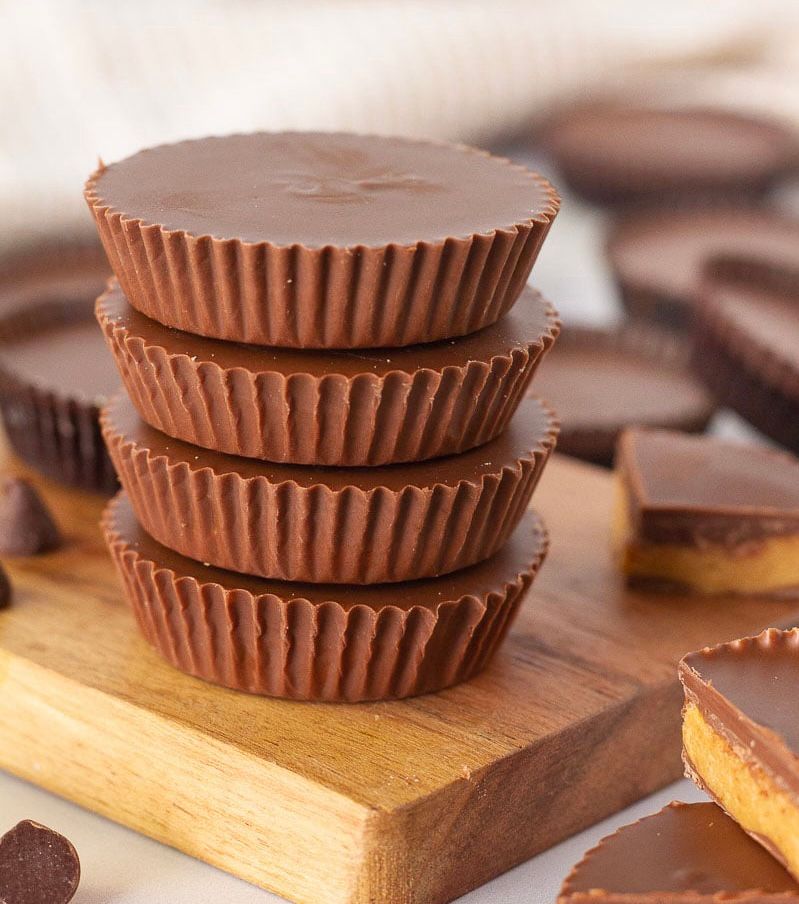 a stack of Reese’s peanut butter cups 