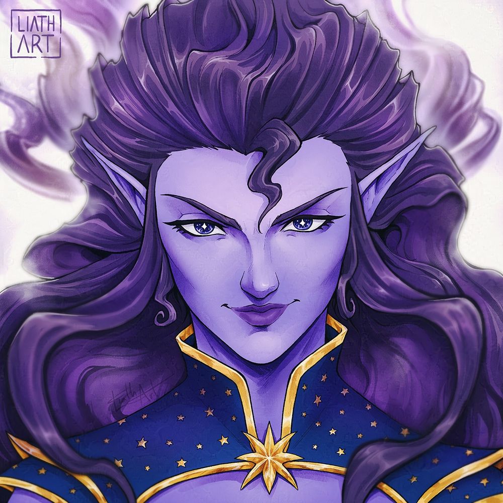 Portrait of an astral elf by Liath.