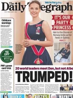 Daily Telegraph Front Page calling out ALbanese for not meeting Trump like 20 other world leaders 