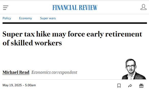 "Super tax hike may force early retirement of skilled workers"