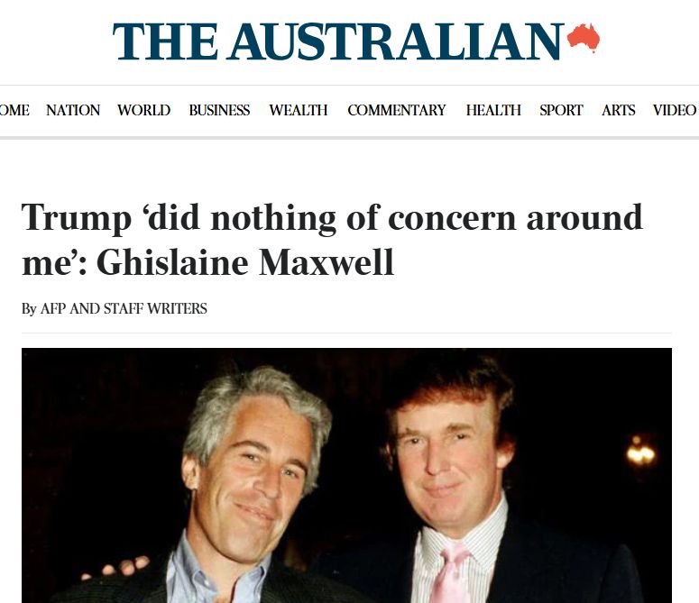 Headline: Trump ‘did nothing of concern around me’: Ghislaine Maxwell