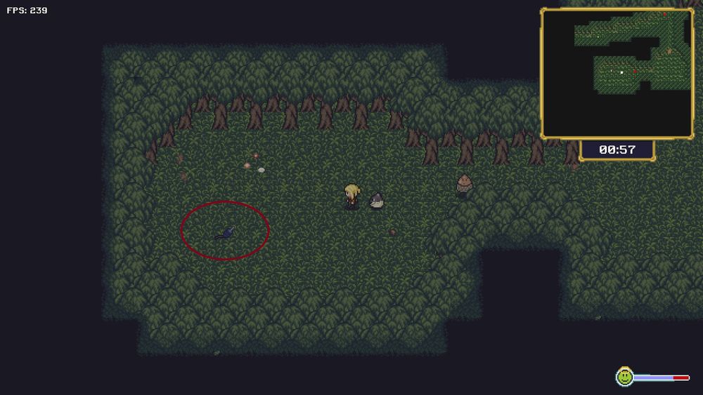 Forest biome of Dipets game showing a plug in the ground. The game story takes place in a digital world.