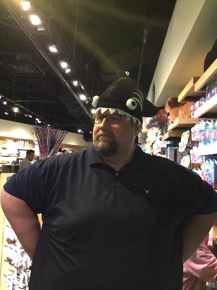 Fish eating my head hat. Shedd Aquarium gift shop.