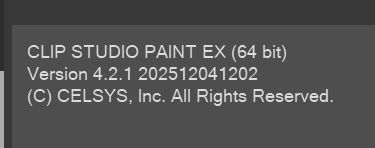 Clip Studio Paint EX (64 bit)
Version 4.2.1 202512041202