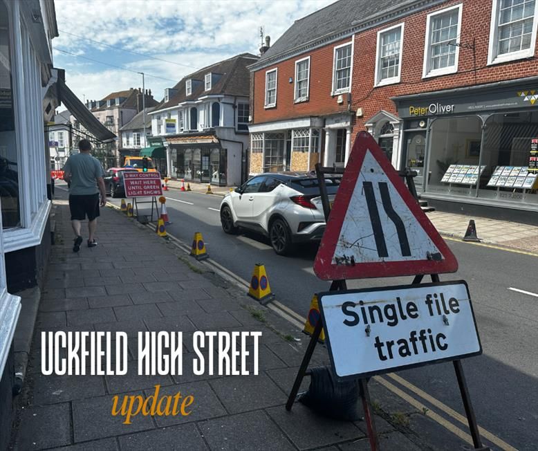Image shows traffic sign on Uckfield High street, East Sussex