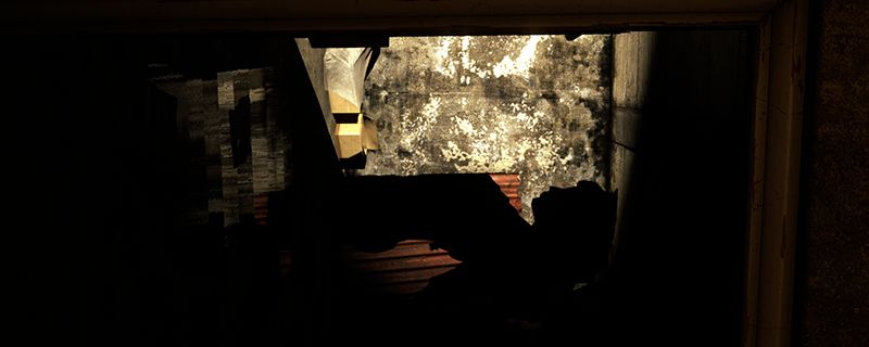 the harsh shadow of an angel cast against a backdrop of an abandoned room