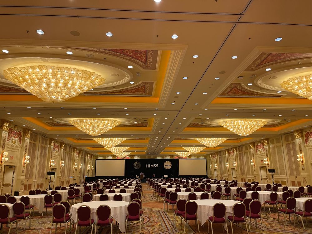 Ballroom at the Venetian is ready for my opening keynote this morning titled Innovating with Purpose: Physician Leadership in Healthcare Transformation