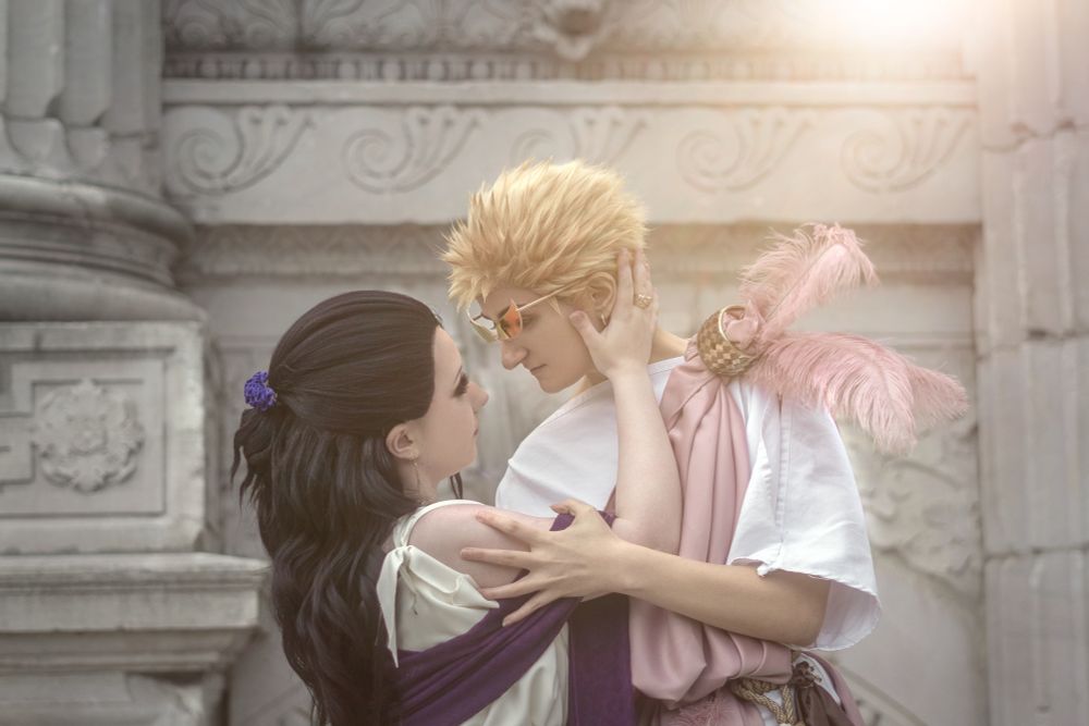 Donquixote Doflamingo and Violet (Viola) from one piece, Roman AU Cosplay
