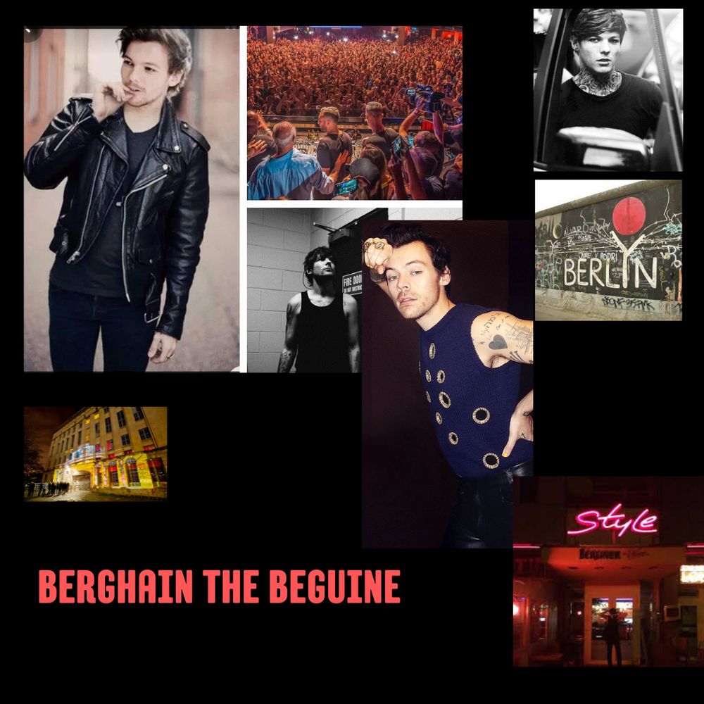 a moodboard for a story called 'Berghain the beguine'