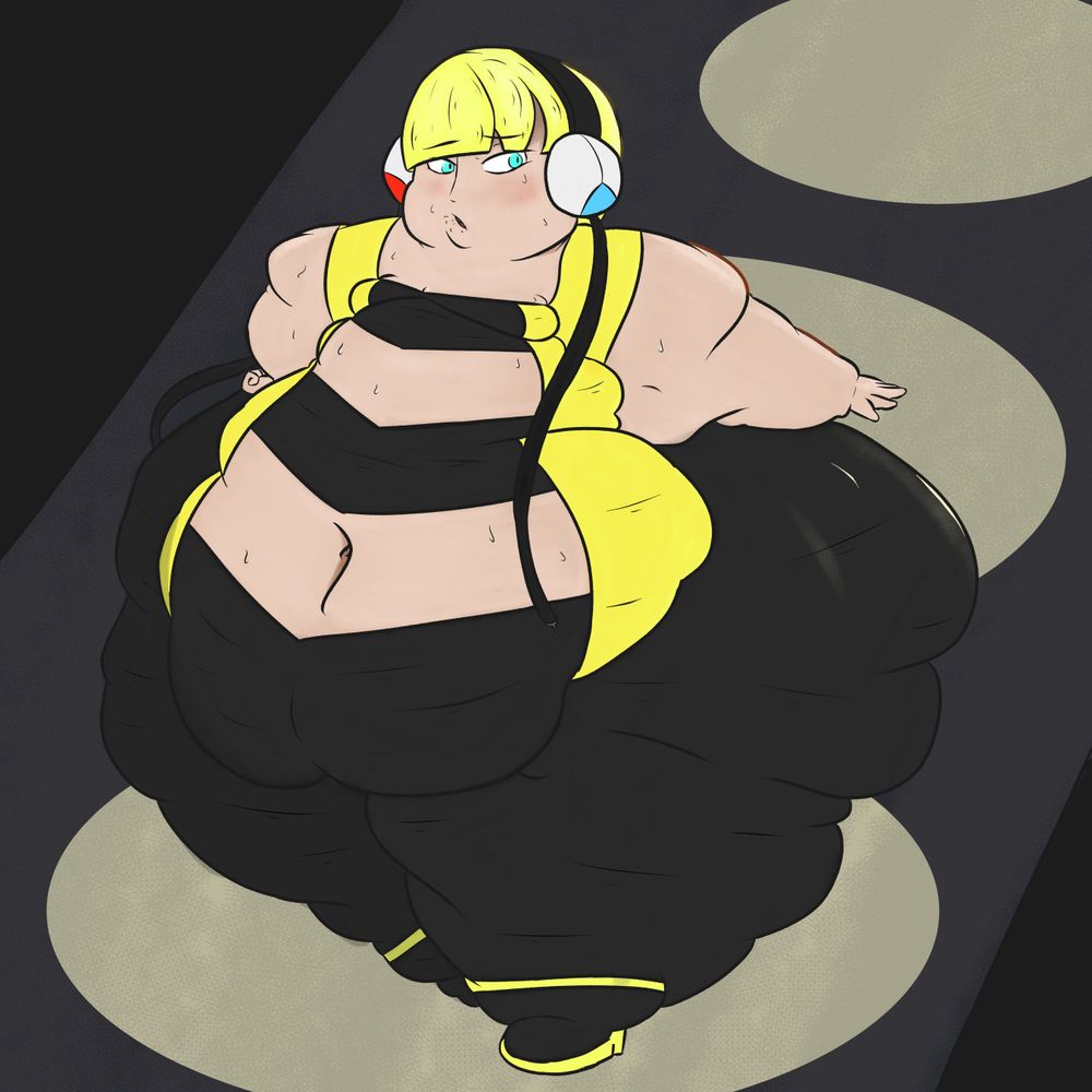 Elesa (From Pokemon Black & White, huffing and waddling down the catwalk