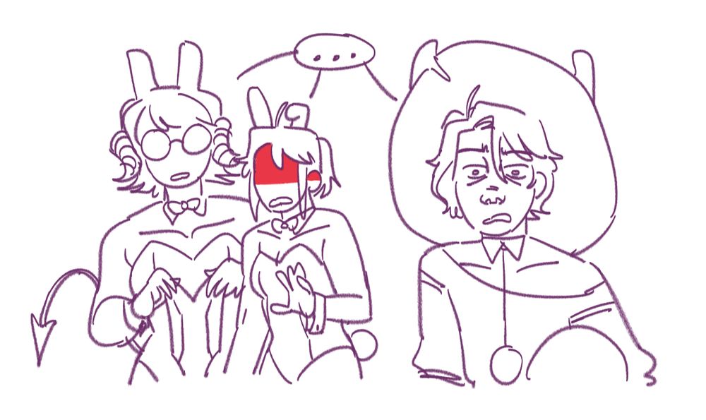 It cuts to Roxanne holding up another bunny outfit while Sylvia is right next to her, embarrassed at Quinn's unexpected visit. All three look at each other in awkward silence.