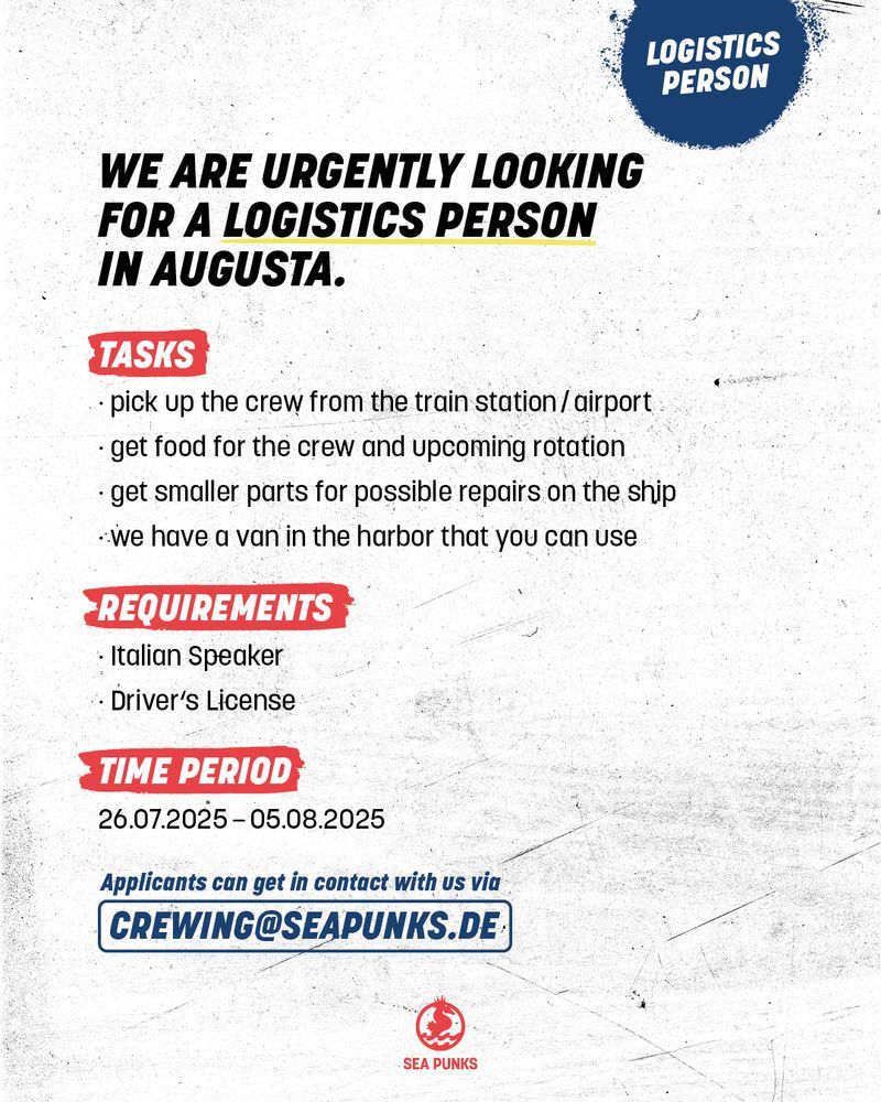 Crewing Ad for logistician requirement list