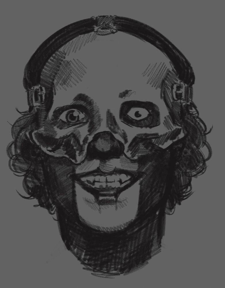 Drawing of Papa V Perpetua from Ghost smiling big