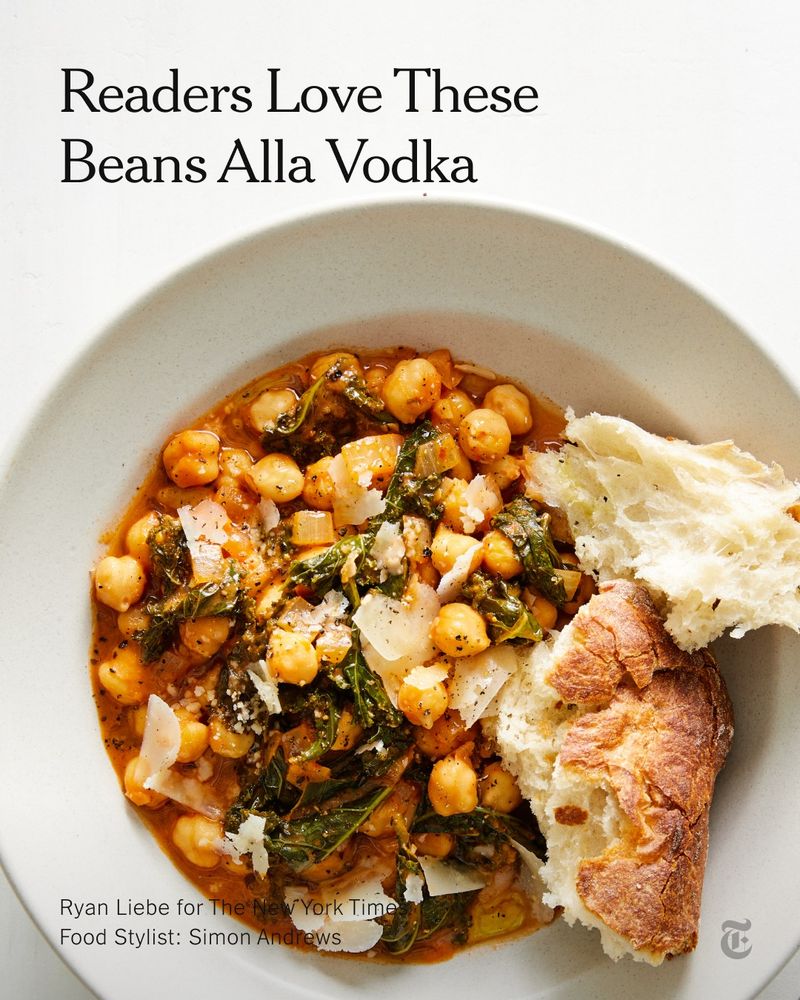 Headline: Readers Love These Beans Alla Vodka with a photo of a bowl of the dish.