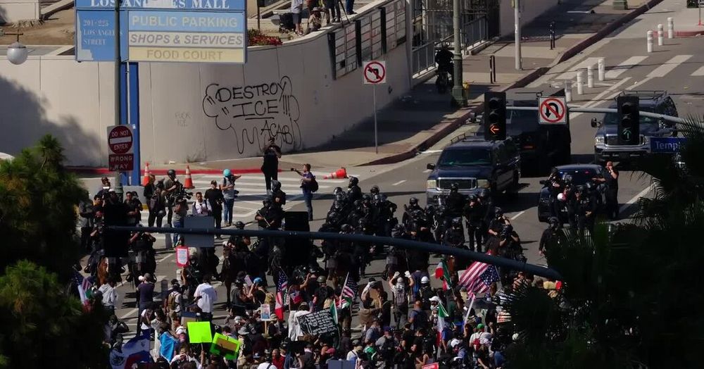 Police Clash With Protesters After Anti-Trump Rally in Downtown Los Angeles