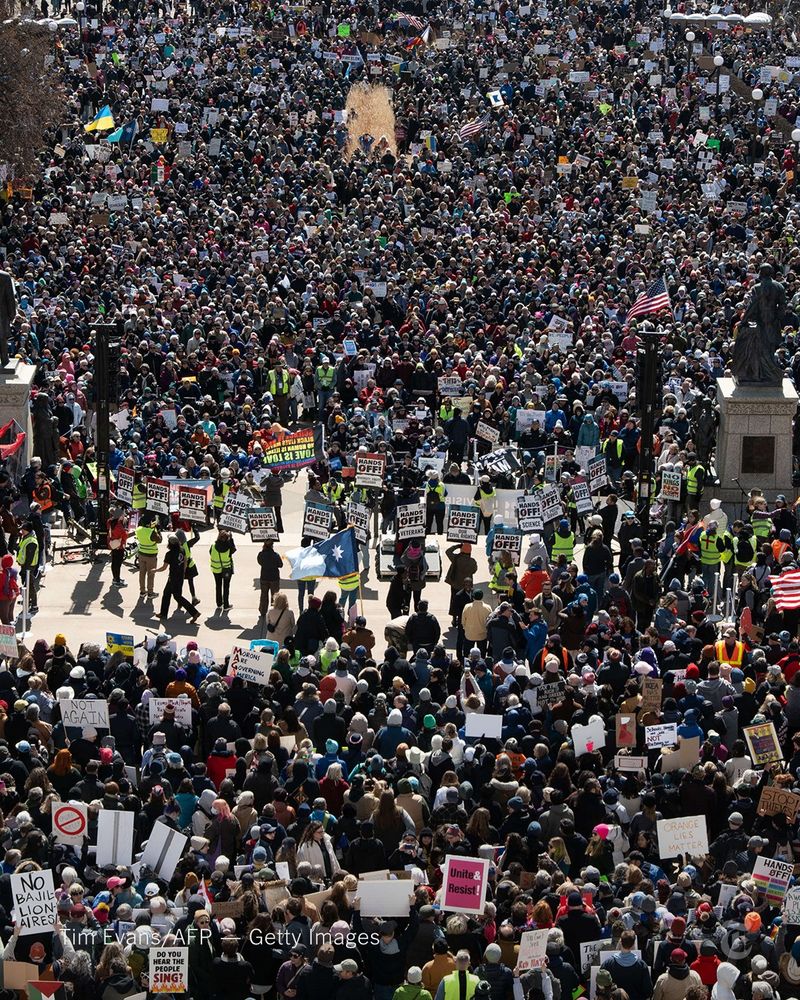 A large crowd of protesters gathered in St. Paul, Minnesota. Photo by Tim Evans/AFP — Getty Images