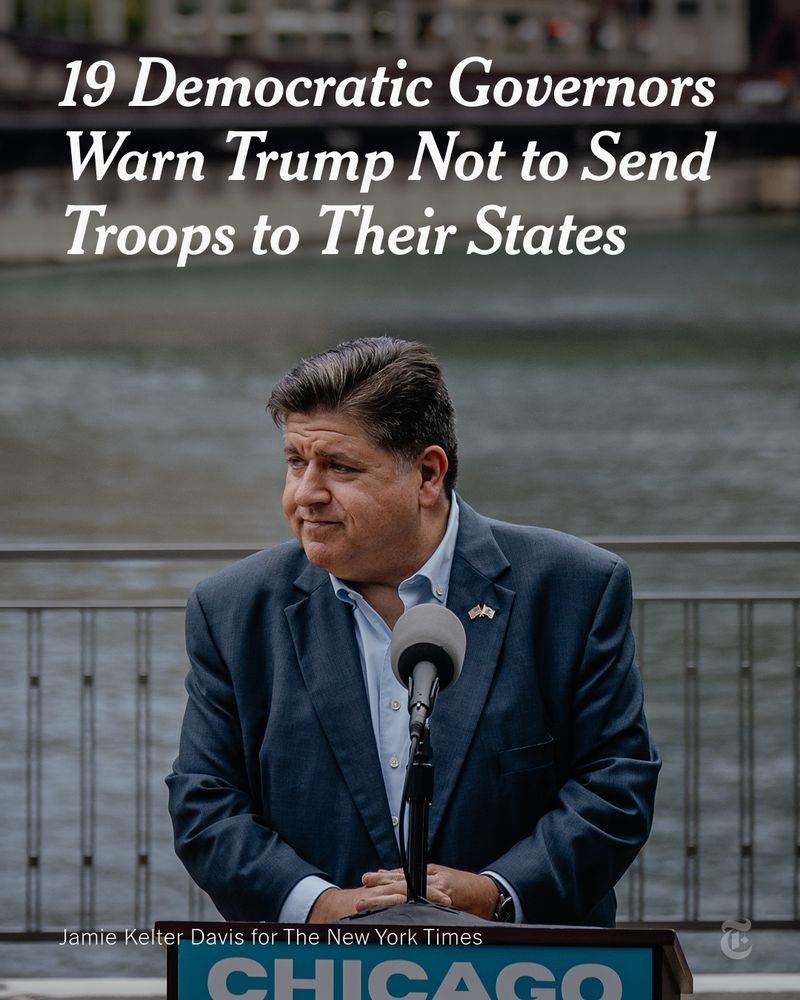 Gov. JB Pritzker of Illinois is standing in front of a lectern. A headline reads: 