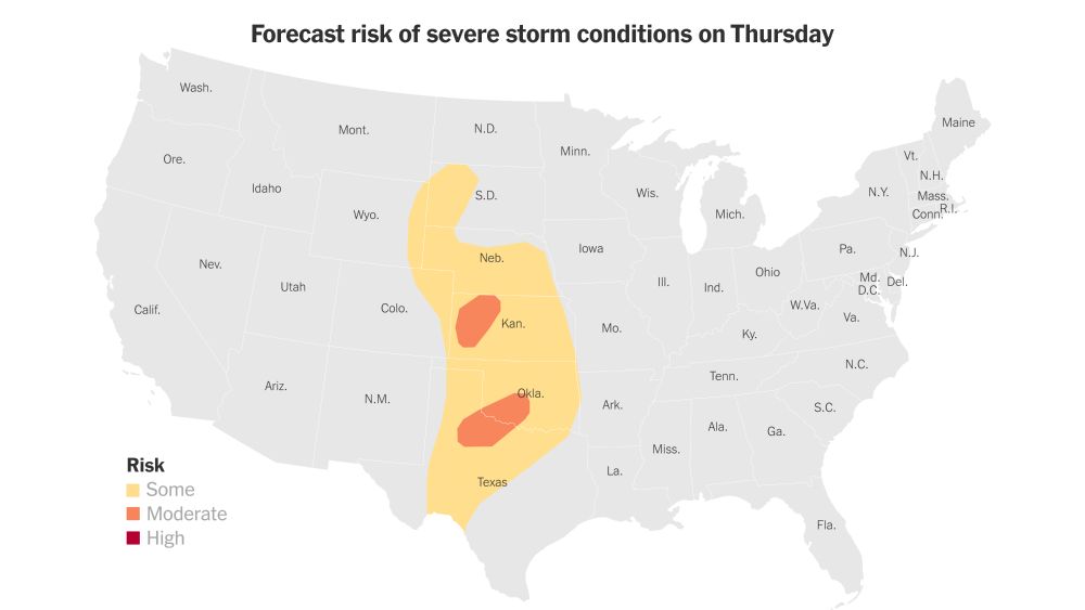 Severe Weather, Including a Tornado Risk, Is Forecast for the Central U.S.