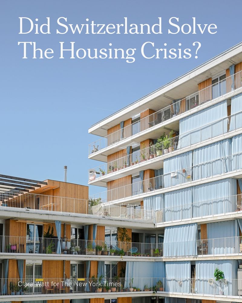 An apartment complex. A headline reads: 