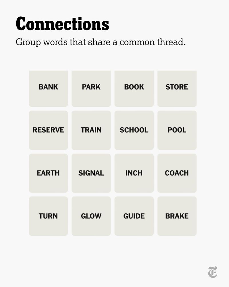 A Connections game shows a grid of 16 words.