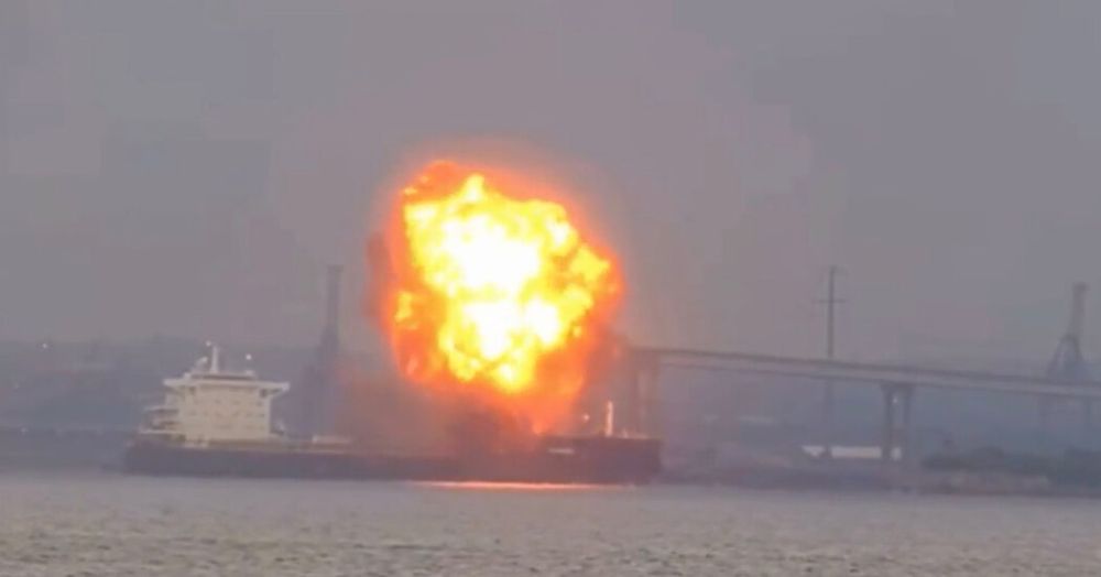 Fire and Explosion Damage Ship in Baltimore Harbor