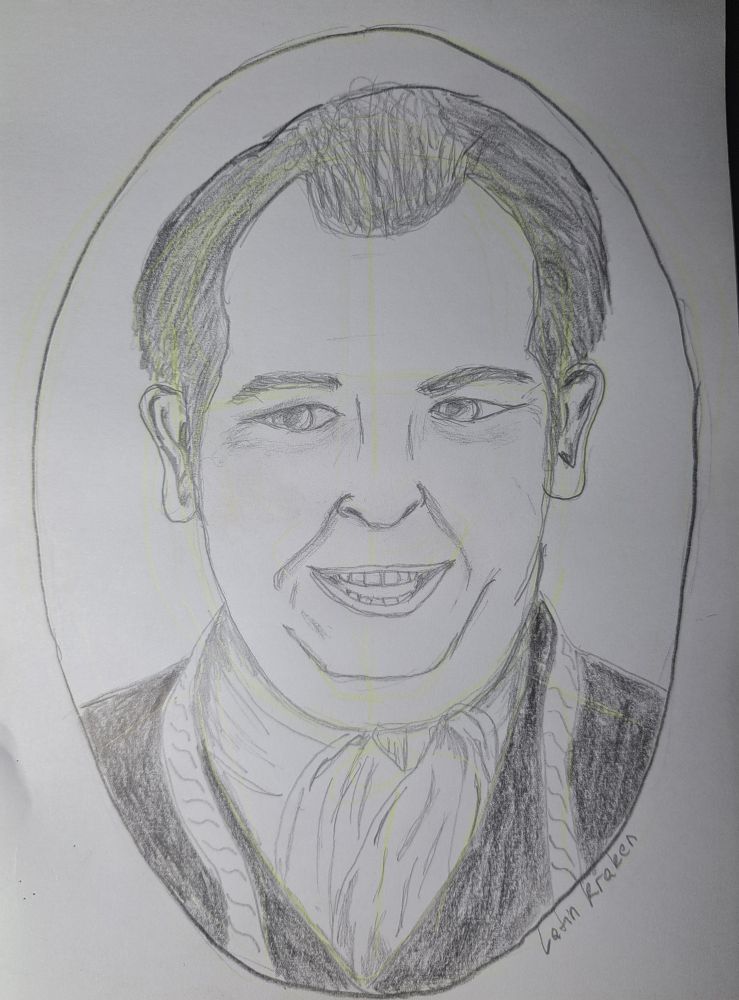 A beginner's pencil sketch of Jeffrey Fettering