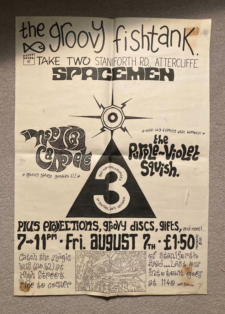 Poster for Spacemen 3, Inspiral Carpets and The Purple-Violet Squich at Take Two, Shefield, 7 August 1987.