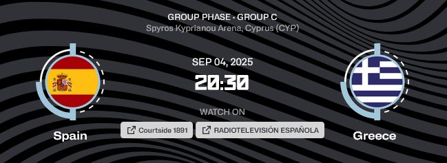 Eurobasket Masculino 2025.

Quinta jornada: España contra Grecia a las 20:30 horas.