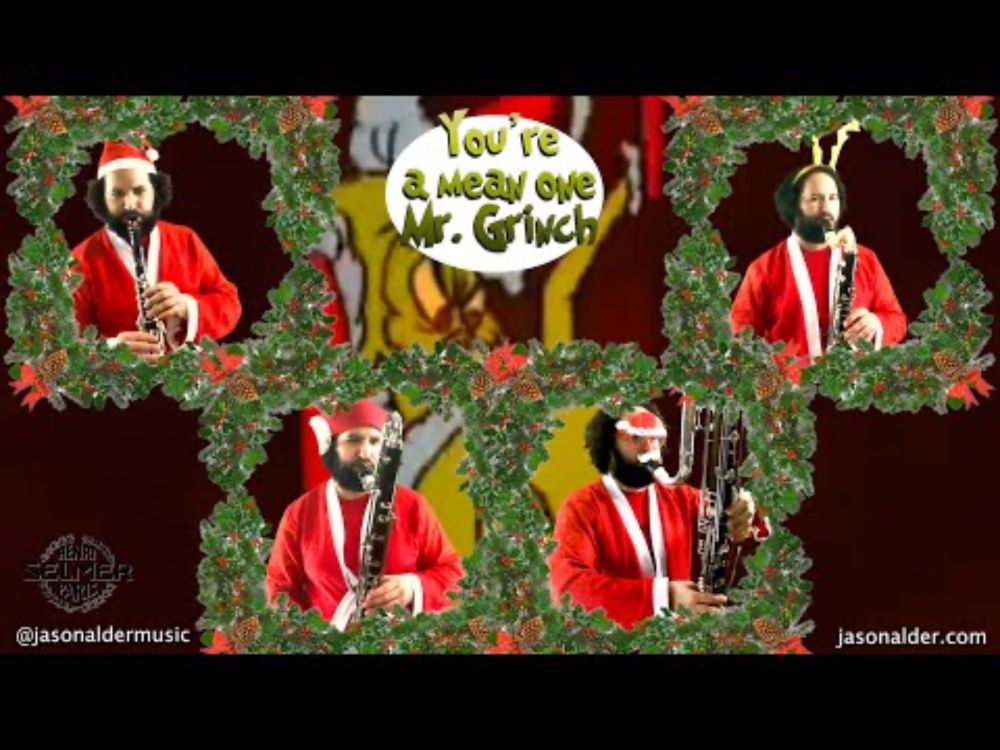 You're a Mean One Mr. Grinch, for low quartet of clarinets (Bb, Bass, Contra-alto, Contrabass)