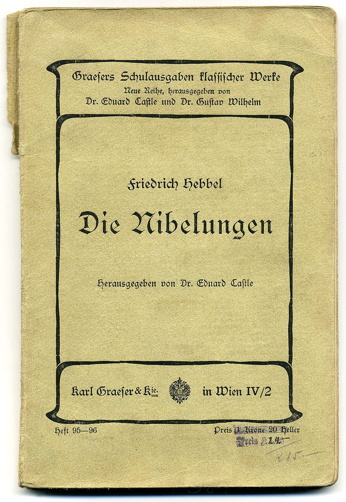 "Die Nibelungen" is a German tragedy by Friedrich Hebbel in three parts, and was originally intended for performance over two evenings. The individual parts are: The Invulnerable Siegfried, Siegfried's Death and Kriemhild's Revenge. Hebbel wrote the drama between the years 1850 and 1860. The first two parts were first performed on 31 January 1861. It is considered one of the most noteworthy adaptations of the Nibelung material for the theater.

Richard Wagner based his opera cycle "Der Ring des Nibelungen" almost entirely on the Old Norse versions of the Nibelung saga. Wagner's preference for the Old Norse versions followed a popular judgment of the time period: the Nordic versions were seen as being more "original" than the courtly story portrayed in the German poem.