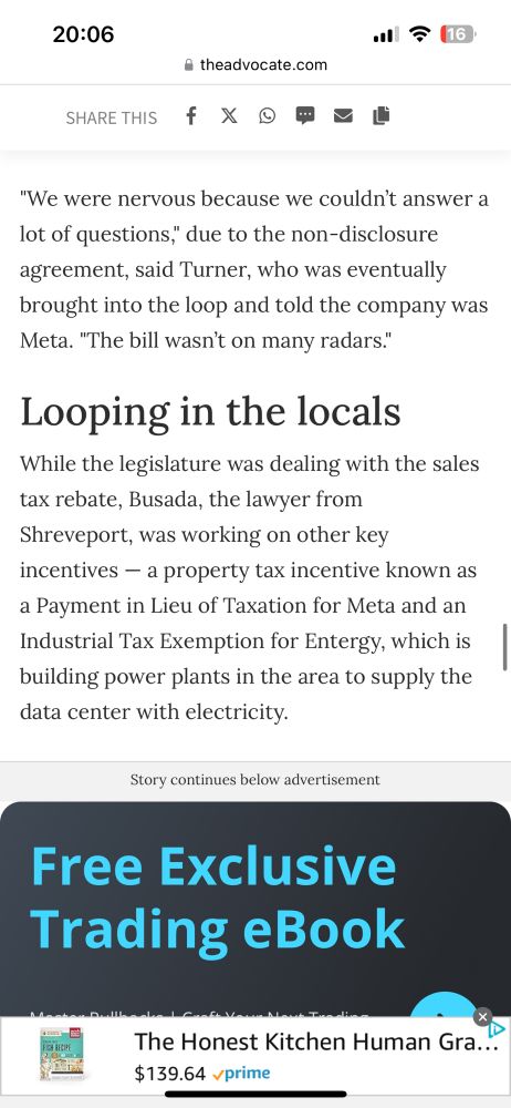 "We were nervous because we couldn't answer a lot of questions," due to the non-disclosure agreement, said Turner, who was eventually brought into the loop and told the company was Meta. "The bill wasn't on many radars."

Header: Looping in the locals

While the legislature was dealing with the sales tax rebate, Busada, the lawyer from Shreveport, was working on other key incentives - a property tax incentive known as a Payment in Lieu of Taxation for Meta and an Industrial Tax Exemption for Entergy, which is building power plants in the area to supply the data center with electricity.