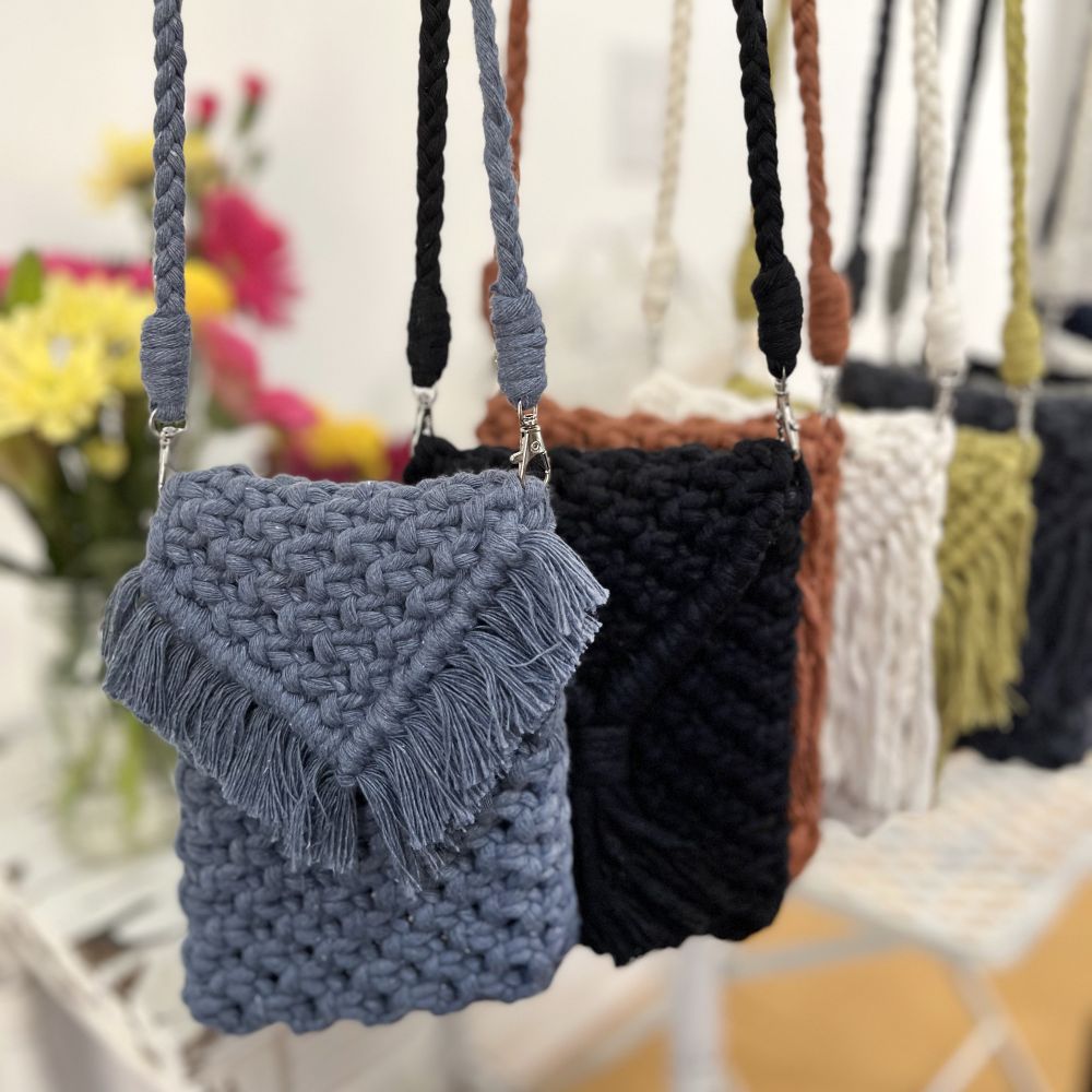 Macrame Cell Phone Bags! Come see them at the Ardmore Art Walk this Saturday the 8th!