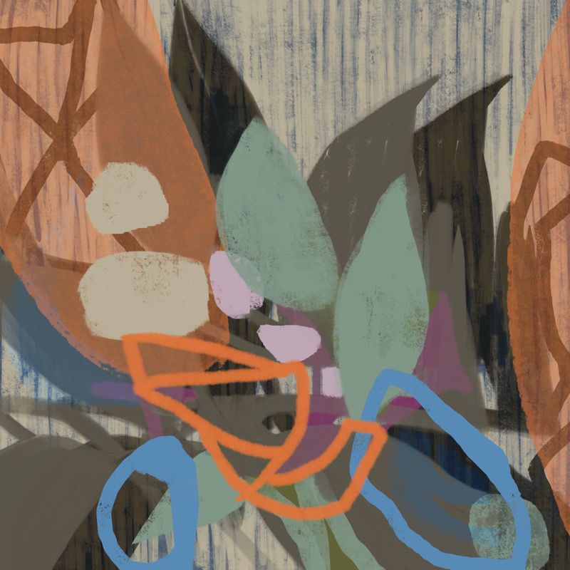 Square abstract art muted colors