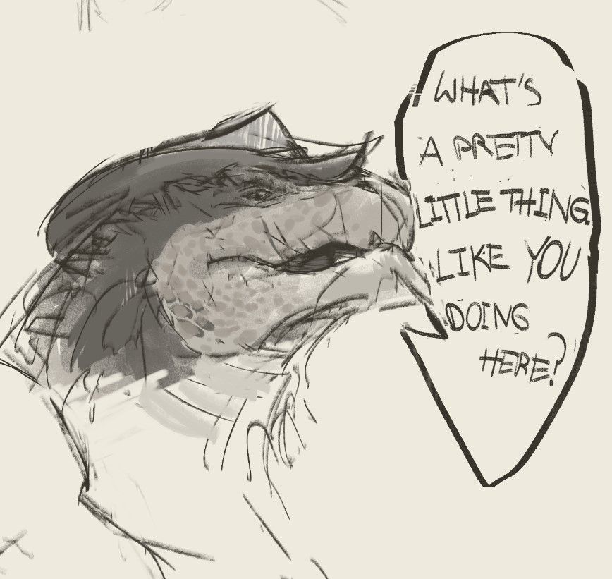 Andrill before I finalized his design. He looks down at the viewer stating "What's a pretty little thing like -you- doing here?"