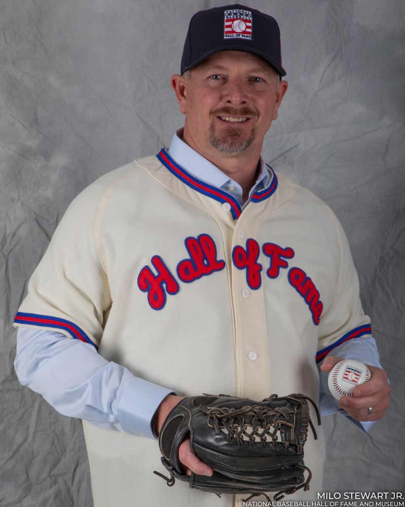 Portrait of Billy Wagner wearing a Hall of Fame jersey and cap. (Milo Stewart Jr./National Baseball Hall of Fame and Museum)