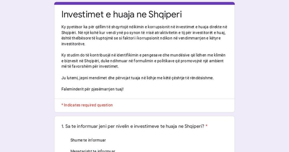 Investimenti esteri in Albania