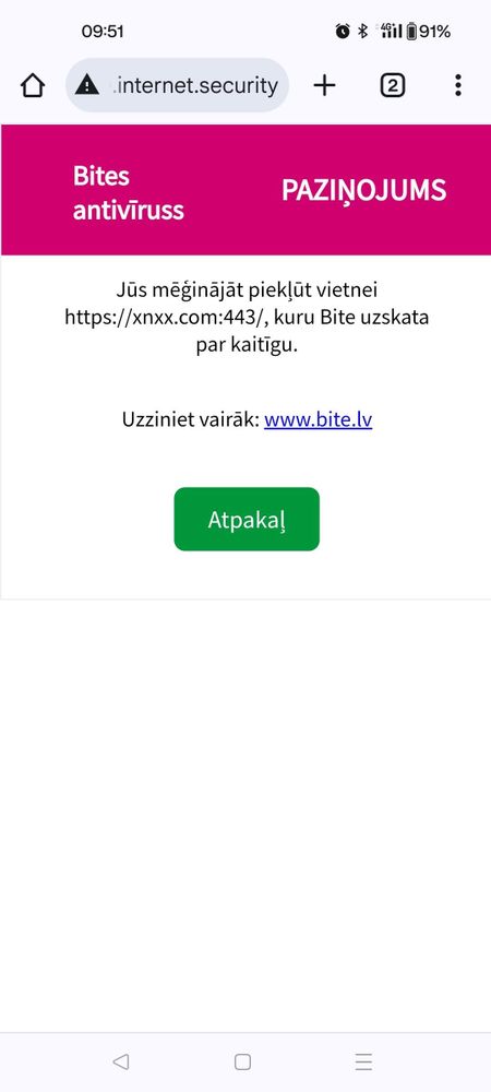 Bite sta censurando Internet in Lettonia? fornitore di servizi di telefonia mobile che censura Internet in Lettonia?