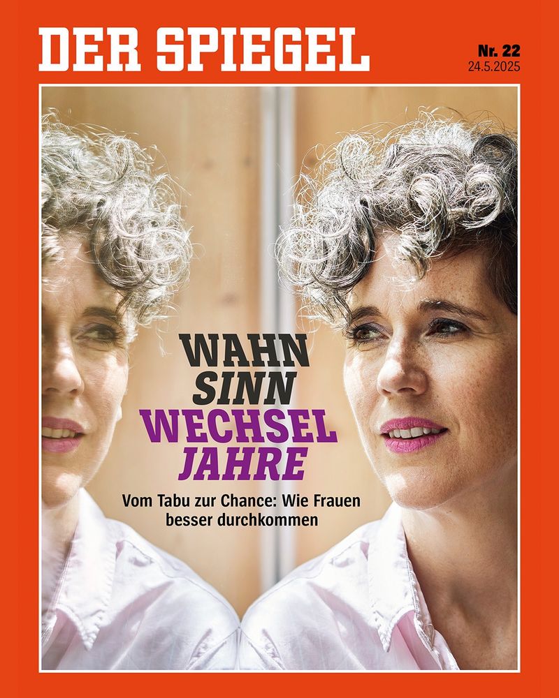 Titelbild der Zeitschrift »Der Spiegel« mit einer grau gelockten Frau und dem Titel »Wahnsinn Wechseljahre«