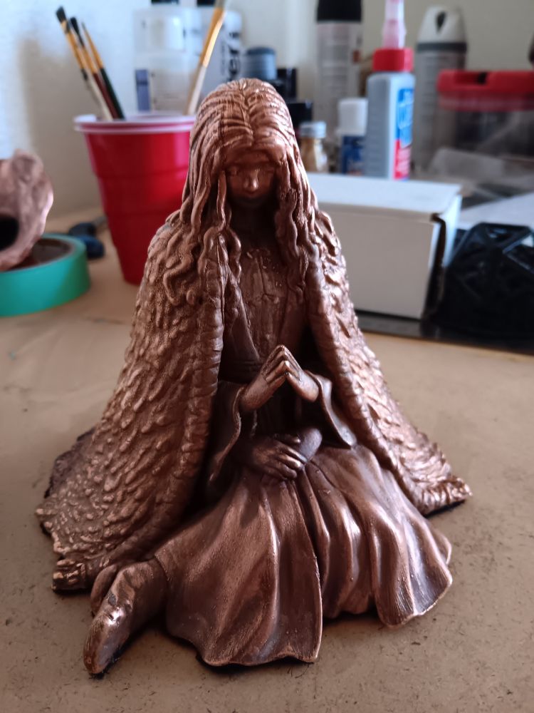 Copper statuette of Ranni the Witch from the video game Elden Ring.
