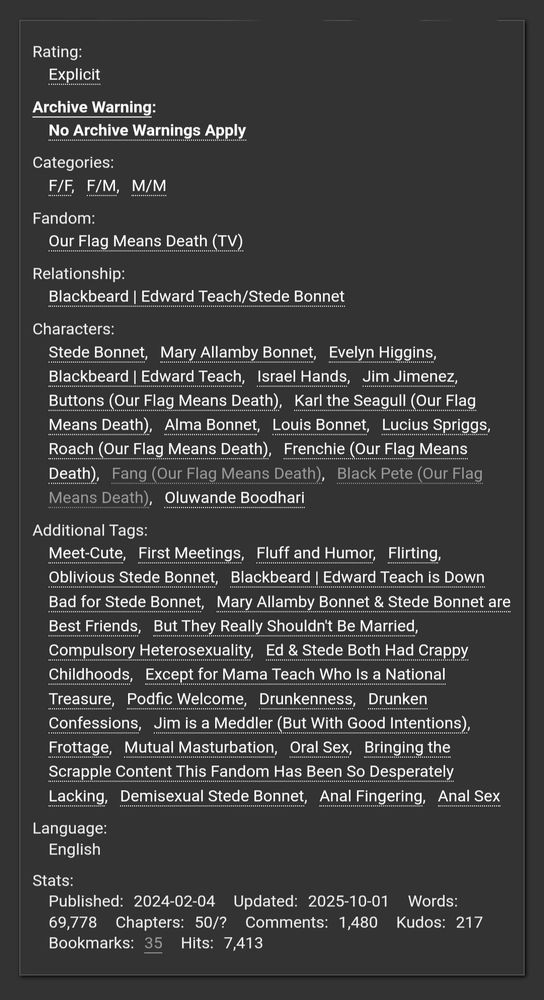 AO3 Tags & Stats listing.