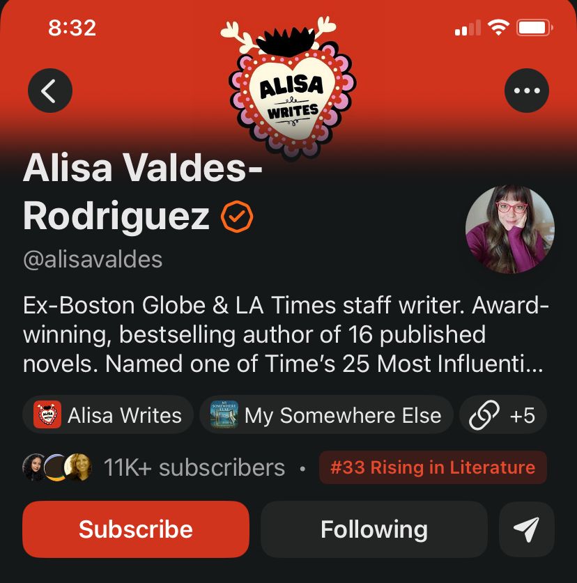 From
ALISA
WRITES
Alisa Valdes-Rodriguez
@alisavaldes
Ex-Boston Globe & LA Times staff writer. Award-winning, bestselling author of 16 published novels. Named one of Time's 25 Most Influenti...