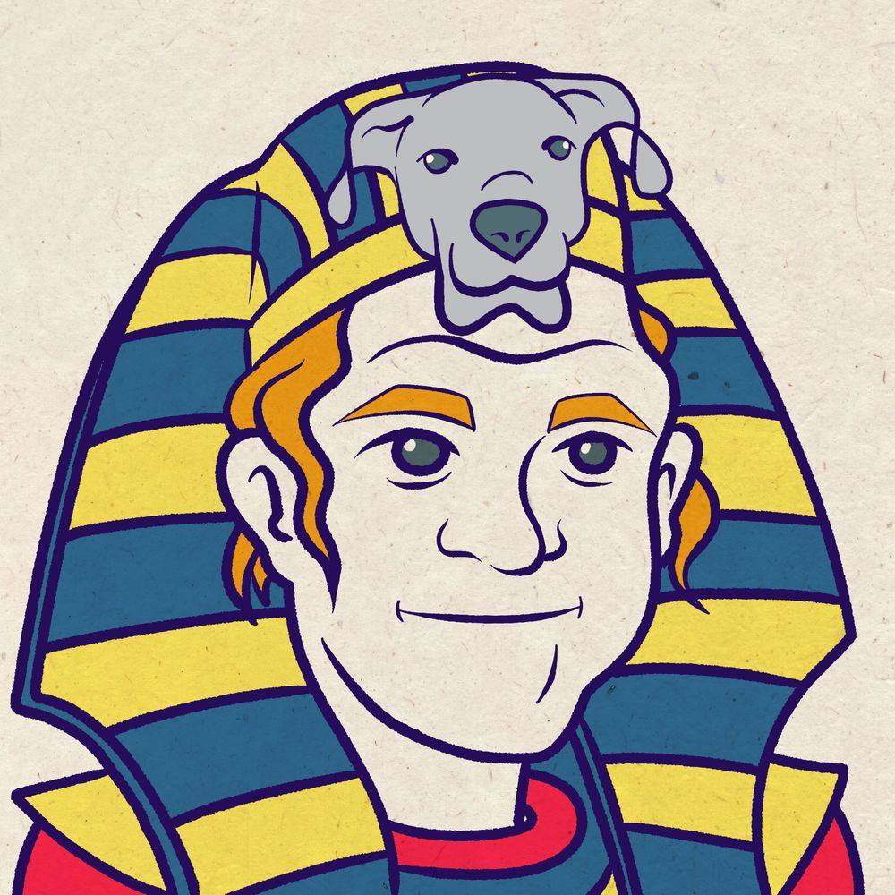 Illustration of the white guy as a pharaoh but for a fellow Discord user.