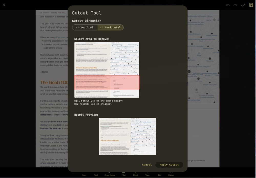 editt - horizontal and vertical cut out