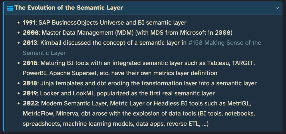 The evolution and history of semantic layer