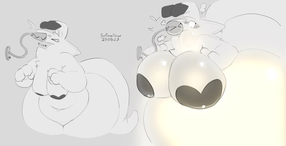 Another lamp, this time a wall lamp, kisses Liliko (ae/aer) and engulfs aer snout in the lamp shade. Inexplicably, Liliko inflates as if ae is being filled up with light.