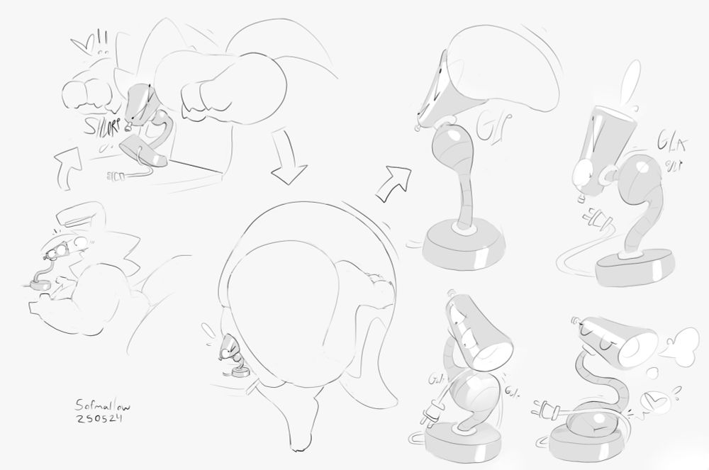 A sequence of a sentient lamp kissing Liliko (ae/aer) on the snout, before sucking aer entire head into the lampshade. Somehow, Liliko continues to be sucked further in, shown with aer entire upper half inside the lamp opening, with only the slightest bulge appearing in the lamp frame. The lamp is shown sucking in aer tail before swallowing repeatedly, the bulge slowly traveling down the frame before coming to a rest right above the lamp base. a little heart bubble shows Liliko enjoying aer situation.