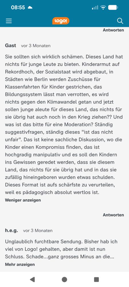 Kritik an der Sendung. Kann auf der Seite des vorher geposteten Links nachgelesen werden 