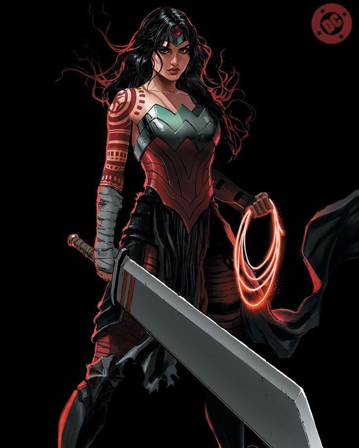 Absolute Wonder Woman holding her sword and lasso